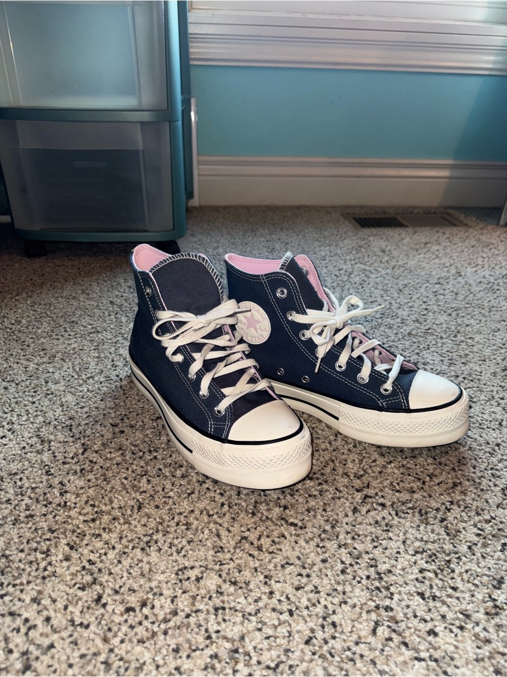 Women’s Converse Chuck Taylor Platform High Tops - Navy with Pink